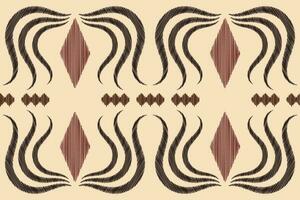 Ethnic Ikat fabric pattern geometric style.African Ikat embroidery Ethnic oriental pattern brown cream background. Abstract,vector,illustration.Texture,clothing,frame,decoration,carpet,motif. vector