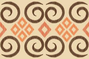 Ethnic Ikat fabric pattern geometric style.African Ikat embroidery Ethnic oriental pattern brown cream background. Abstract,vector,illustration.Texture,clothing,frame,decoration,carpet,motif. vector