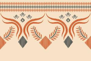 Ethnic Ikat fabric pattern geometric style.African Ikat embroidery Ethnic oriental pattern brown cream background. Abstract,vector,illustration.Texture,clothing,frame,decoration,carpet,motif. vector