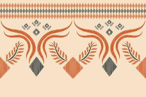 Ethnic Ikat fabric pattern geometric style.African Ikat embroidery Ethnic oriental pattern brown cream background. Abstract,vector,illustration.Texture,clothing,frame,decoration,carpet,motif. vector