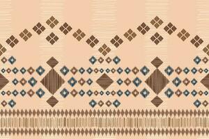 Ethnic Ikat fabric pattern geometric style.African Ikat embroidery Ethnic oriental pattern brown cream background. Abstract,vector,illustration.Texture,clothing,frame,decoration,carpet,motif. vector