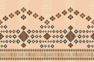 Ethnic Ikat fabric pattern geometric style.African Ikat embroidery Ethnic oriental pattern brown cream background. Abstract,vector,illustration.Texture,clothing,frame,decoration,carpet,motif. vector