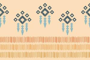 Ethnic Ikat fabric pattern geometric style.African Ikat embroidery Ethnic oriental pattern brown cream background. Abstract,vector,illustration.Texture,clothing,frame,decoration,carpet,motif. vector