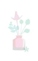 perfume vector illustration, flowers in a bottle, simple flower shapes