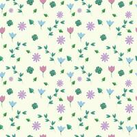 a pattern with flowers and leaves on a light background vector