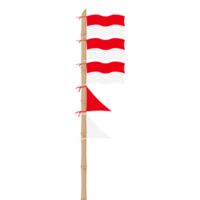 the red and white flag flutters on a bamboo pole png