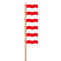 the red and white flag flutters on a bamboo pole png