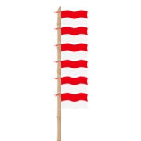 the red and white flag flutters on a bamboo pole png