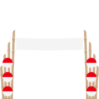 das Bambus Tor ist dekoriert mit flattern rot und Weiß Flagge Ornamente png