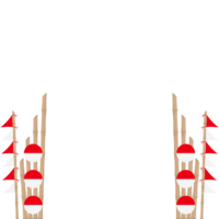 das Bambus Tor ist dekoriert mit flattern rot und Weiß Flagge Ornamente png