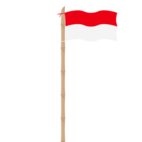 the red and white flag flutters on a bamboo pole png