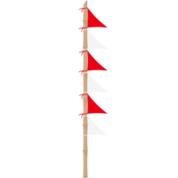 the red and white flag flutters on a bamboo pole png