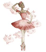 Watercolor dancing ballerina png