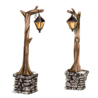 Outside lamp with stone basement. png