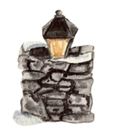Outside lamp with stone basement. png