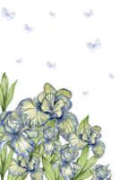 Watercolor hand drawn spring garden flower composition. png