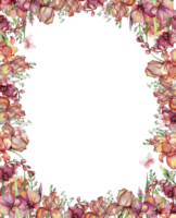 vattenfärg hand dragen vår trädgård full av blommor fyrkant ram. vattenfärg illustration för scrapbooking. png