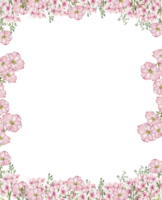 Watercolor hand drawn full of flowers square frame. png