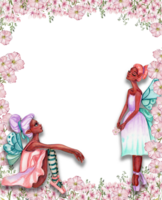 acquerello piazza primavera fiori telaio nel cartone animato stile con un' fiore Fata. png