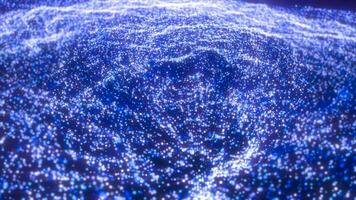 Blue waves from energy particles magical glowing high tech futuristic light dots abstract background video