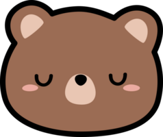 brown teddy bear sleep face cartoon flat element png