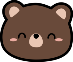 Castanho Urso de pelúcia Urso sorrir feliz face desenho animado plano elemento png