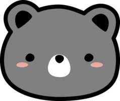 cinzento Urso de pelúcia Urso face desenho animado plano elemento png