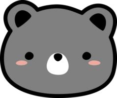 grey teddy bear face cartoon flat element png