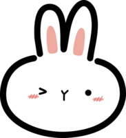 white rabbit face wink eye doodle cartoon element png