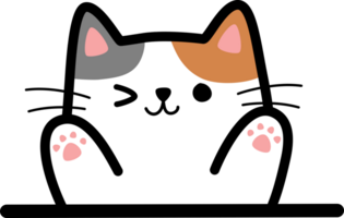 linda contento gato saludo plano dibujos animados garabatear elemento png