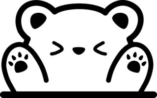 saludo blanco osito de peluche oso plano estilo dibujos animados garabatear elemento png