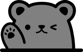 greeting grey teddy bear flat style cartoon doodle element png