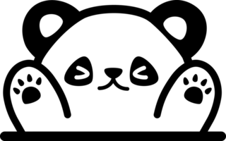 greeting panda bear flat style cartoon doodle element png