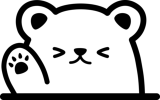 saludo blanco osito de peluche oso plano estilo dibujos animados garabatear elemento png