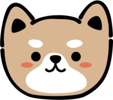 shiba inu hund ansikte platt stil tecknad serie klotter element png