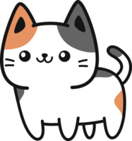 mignonne souriant chat plat style griffonnage dessin animé png