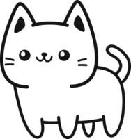 Cute smiling white cat flat style doodle cartoon png
