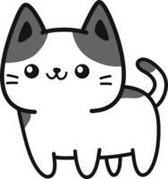 Cute smiling cat flat style doodle cartoon png