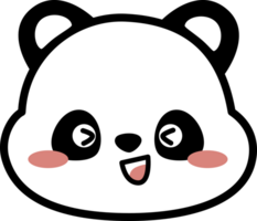 excited panda bear face expression flat style doodle cartoon element png