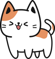 Cute smiling orange cat flat style doodle cartoon png