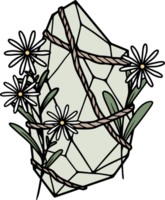 Magical crystal with flowers png