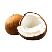 vers rijp kokosnoot voor de helft besnoeiing stukken Aan transparant achtergrond generatief ai png