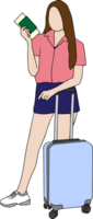 woman with luggage to travel. png