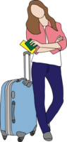 woman with luggage to travel. png