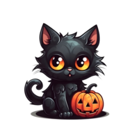 Halloween mignonne chat dessin animé personnage style génératif ai. png
