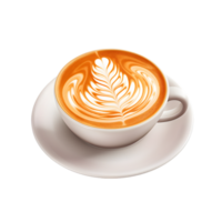 coffee cup latte art, top view isolated on a transparent background png