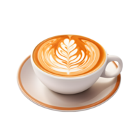 coffee cup latte art, top view isolated on a transparent background png