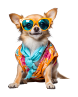 ein cool suchen Hund tragen Brille und Mode Kleider posiert mögen ein Modell- isoliert auf ein transparent Hintergrund png