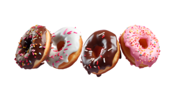 assorti Donut en volant isolé sur une transparent Contexte png