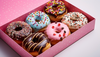 assorted different colorful donut in a box png